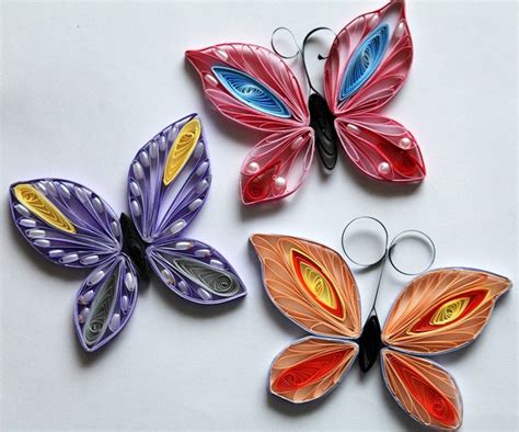 3d Butterfly Card Or Scrapbook Embellishment Set Of 3 Quilled