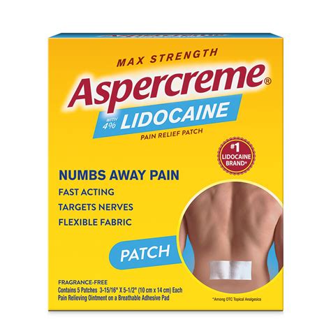 Aspercreme Odor Free Max Strength Lidocaine Pain Relief Patch For Back