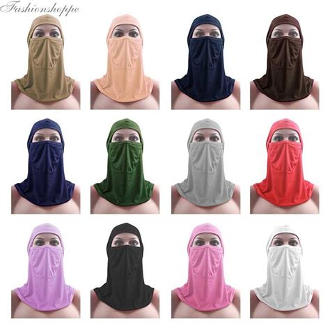 Muslim Black Face Cover Veil 3 Layers Women Hijab Burqa Niqab Arab