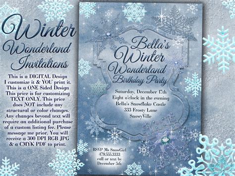 Winter Wonderland Party Winter Snowflake Invitation Winter