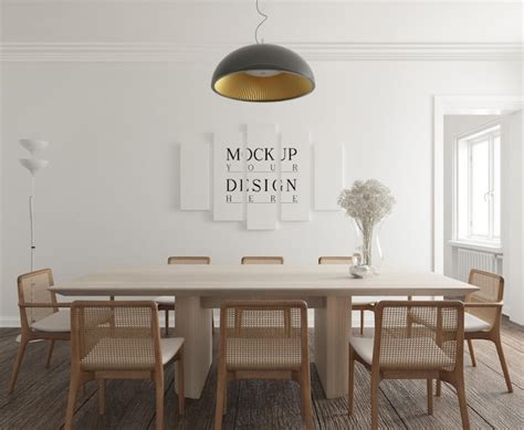 Premium Psd Modern Contemporary Dinning Room With Poster Mockup
