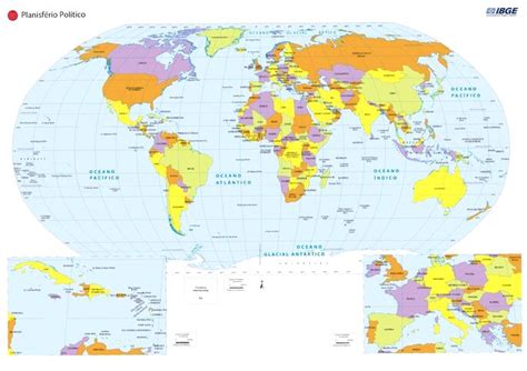 Mapa Múndi Continentes Países E Oceanos Toda Matéria