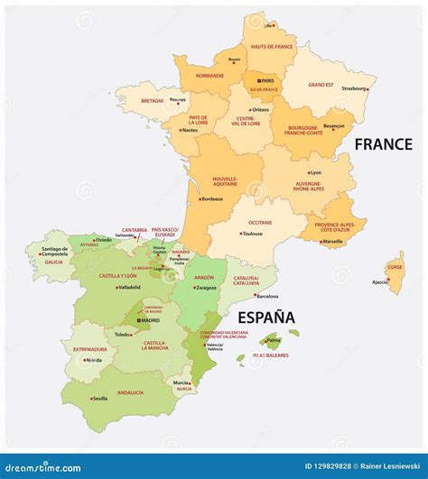 Mapa De España Y Francia Con Ciudades Mapa De Francia Por Regiones