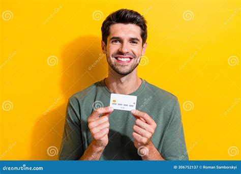 Portrait Of Toothy Beaming Guy With Stubble Wear Stylish T Shirt