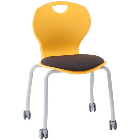 Evo Polypropylene Four Leg Mobile Classroom Chair With Upholstered Seat