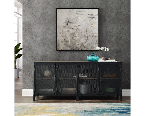 Check spelling or type a new query. Industrial Metal Mesh Door Gray Wash Media Cabinet ...