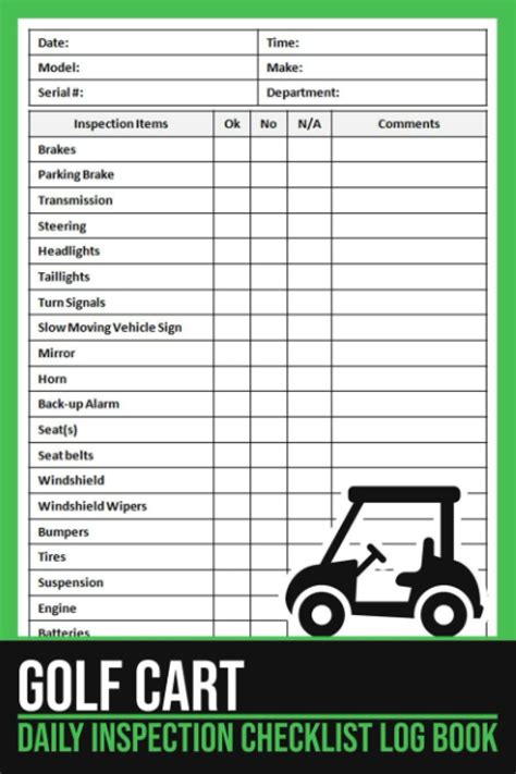 Buy Golf Cart Daily Inspection Checklist Log Book Or Electric Golf