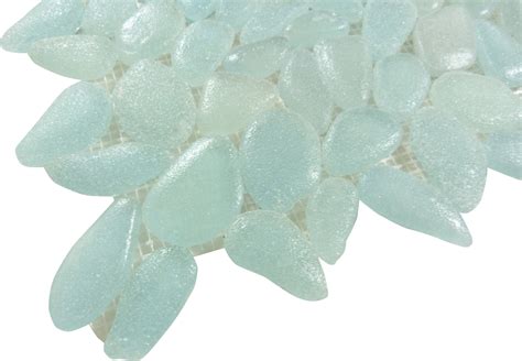 Tesoro Liquid Rocks Aqua Blue Glass Pebble Tile Oasis Tile