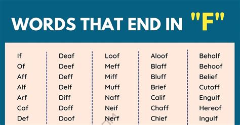 626 Examples Of Words That End In F In English • 7esl