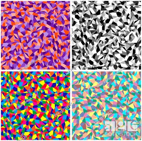 Set Of Four Seamless Abstract Patterns In Colorful And Monochrome