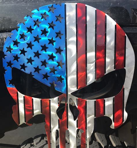 Metal Punisher Skull American Flag Design Merica Metal Worx