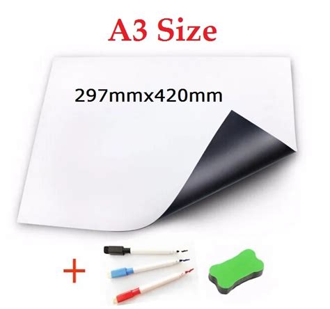 A3 Size Flexible Magnetic Whiteboard For Fridge Magnets Vinyl Dry Wipe
