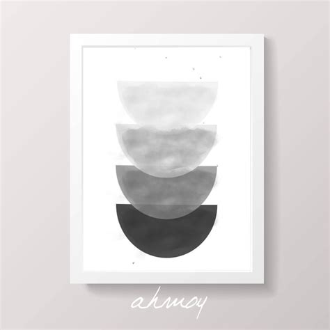 Printable Moon Phases Print Large Black And White Abstract Etsy