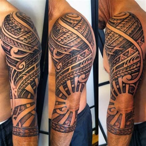 50 Tribal Sun Tattoo Designs For Men Black Ink Rays