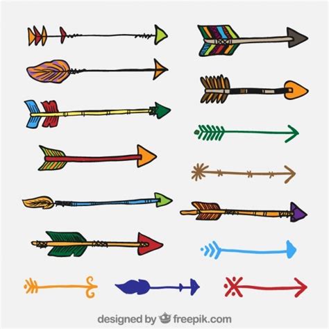 Colorful Arrows In Hand Drawn Style Free Vector