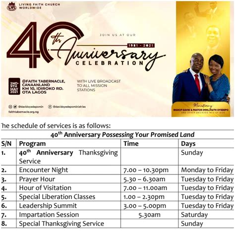Living Faith Church Worldwide Celebrates 40th Anniversary