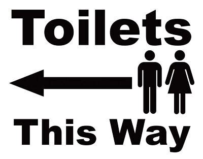 Male Female Toilets This Way Left Arrow Self Sign Adhesive Sticker