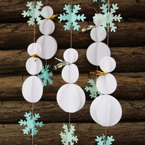 Snowman Decorations Snowflake Garland Winter Party Decor 3d Paper