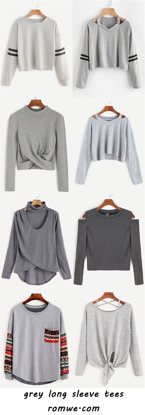 Sporty cropped sweatshirt and crop top + grey trousers. grey long sleeve tees 2017 - romwe.com | Trendy outfits ...