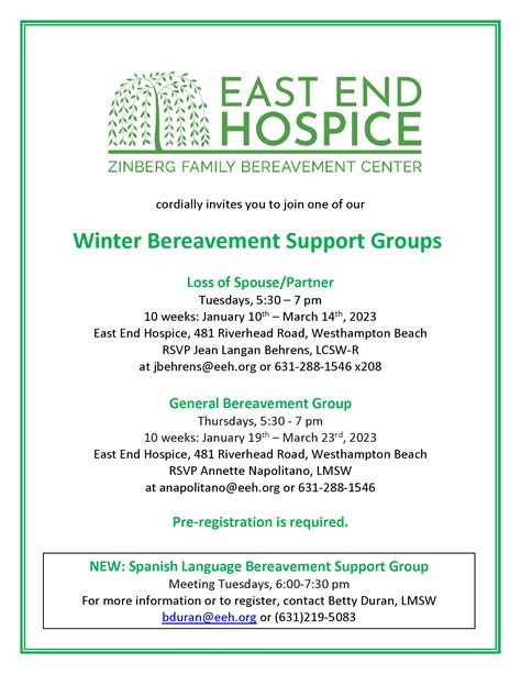 2023 Bereavement Groups for Adults are forming | East End Hospice