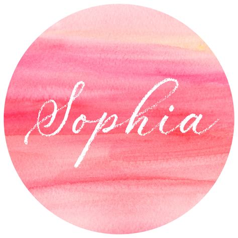 The Word Sophiia Written In White Ink On A Pink And Yellow Watercolor