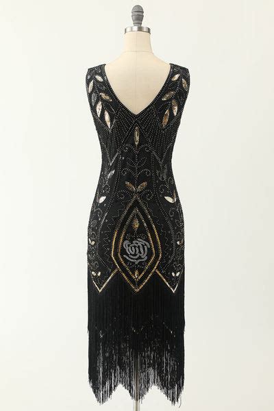 zapaka black v neck sleeveless sequins glitter 1920s bodycon fringe party dress zapaka