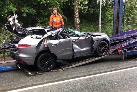 Luxury Cars Damaged As Car Transporter Hits Bridge In Shrewsbury