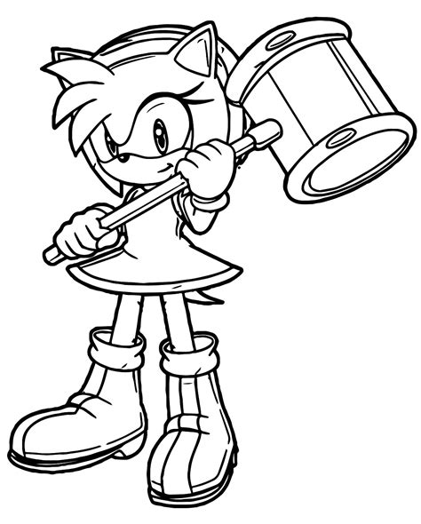 Amy rose, sonic the hedgehog. Amy Rose With Hammer Coloring Page - Free Printable ...