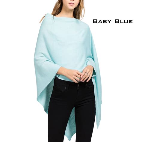 Wholesale8672 Cashmere Feel Ponchos Baby Blue