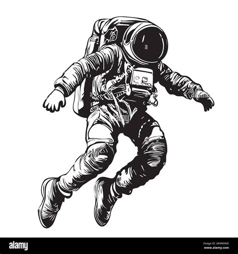 Astronaut In Space Hand Drawn Sketch In Doodle Style Illustration Stock