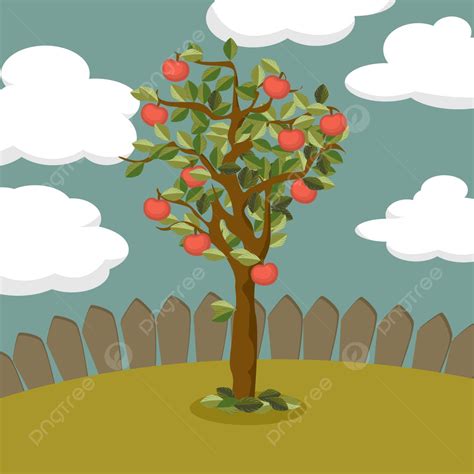 Apple Tree Illustration Grow Harvest Straight Vector Grow Harvest