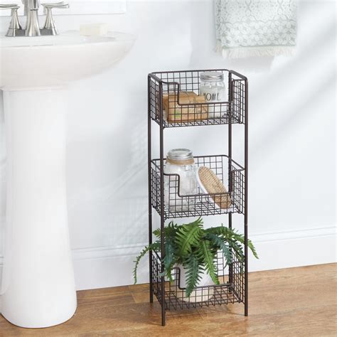 3 Tier Metal Wire Free Standing Bathroom Storage Shelf In Graphite 10