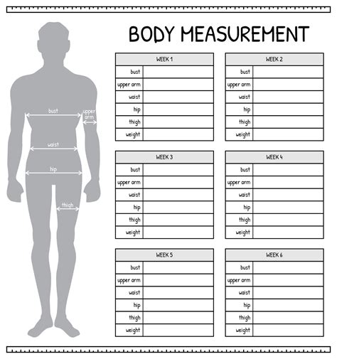 Printable Body Measurements Chart For Weight Loss Pdf Printable Word