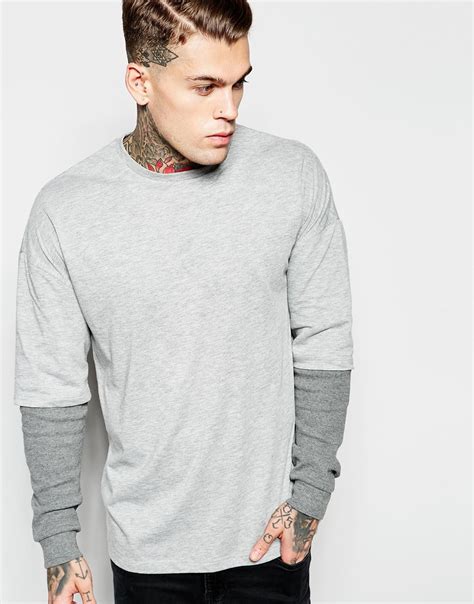 Asos Oversized Long Sleeve T Shirt With Waffle Double Layer Sleeves In