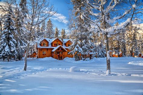 Landscape Nature Winter Snow House Alberta Canada Wallpapers Hd