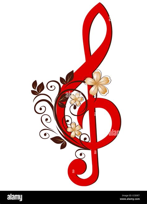 Treble Clef With A Flower Pattern Stock Photo Alamy