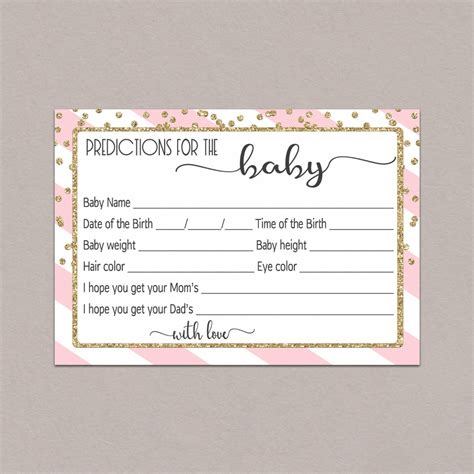 Printed version of this card can be found and ordered here. Baby Shower Printable Prediction Cards | Printable Card Free