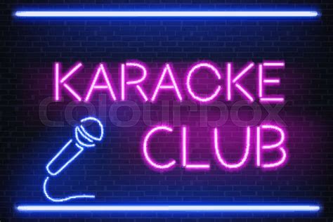 Karaoke Nightclub Neon Light Signboard Vector Stock Vector Colourbox