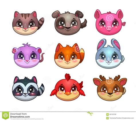 Funny Cartoon Little Cute Animals Faces Stock Vector Illustration Of Mouse Play 66703790