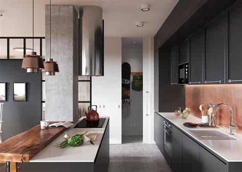 Instead, a small counter area, with a bar that juts out playfully, gives just enough room to cook a. Minimalist Studio Apartment Design Applied With a Gray and ...