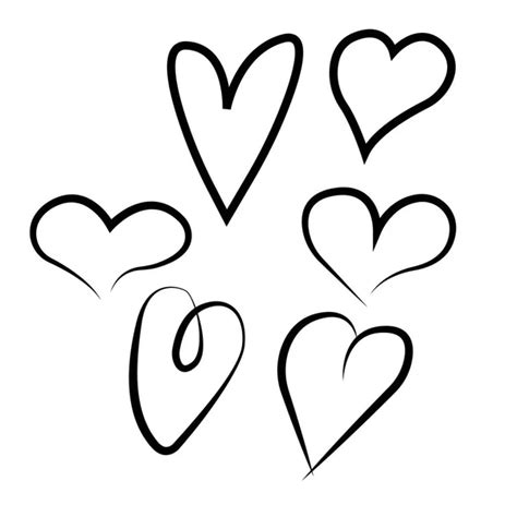 Set Of Outline Hand Drawn Heart Iconvector Heart Collection Il Stock Vector Image By ©kristi44