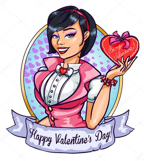 Pin Up Girl Valentines Day — Stock Vector © Nataliahubbert 43418773
