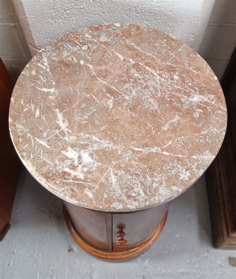 Buy Cylindrical Marble Top Bedsidepedestal From Moonee Ponds Antiques