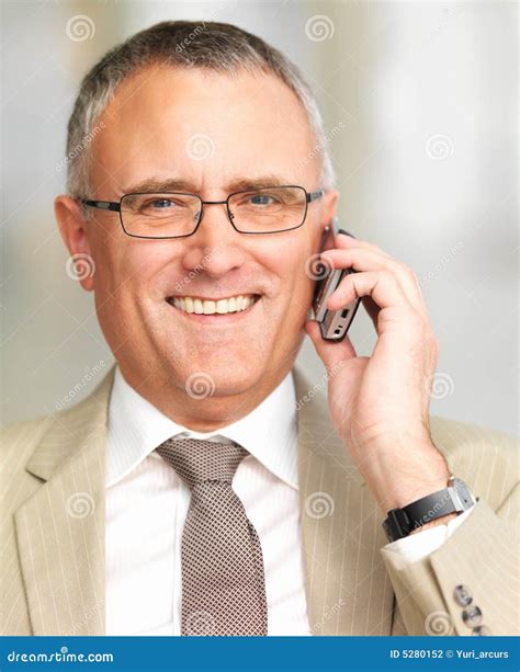 Senior Business Man Talking On Cell Phone Stock Photo Image Of