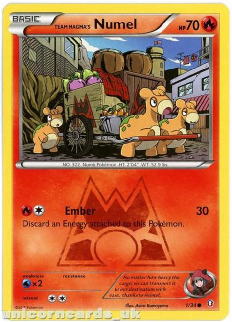 Pokemon Xy Double Crisis Team Magmas Numel 134 Mint Card Unicorn