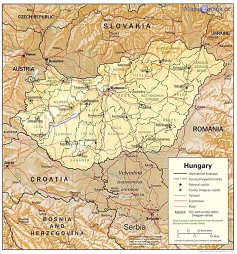 Mapa Maďarska Mapaonlinecz