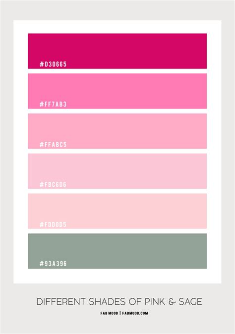Different Shades Of Pink Color Chart