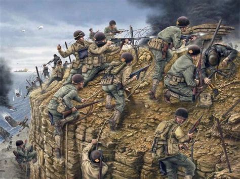 Us Army Rangers Assaulting Point Du Hoc06 June 1944 History War
