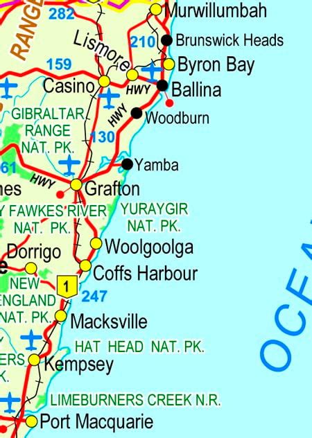 North Coast Nsw Map Map Information Nsw Travel