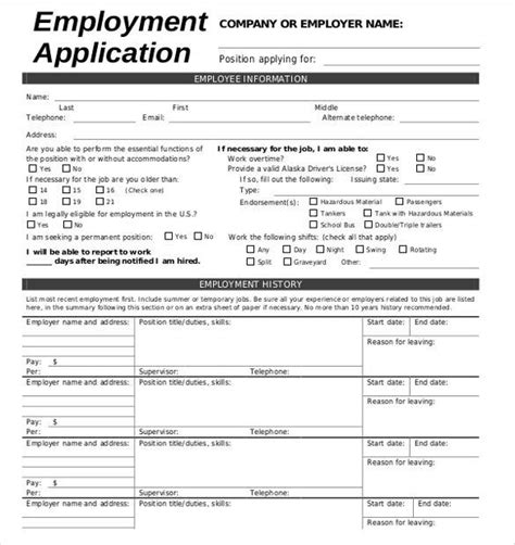 21 employment application templates pdf doc free premium templates